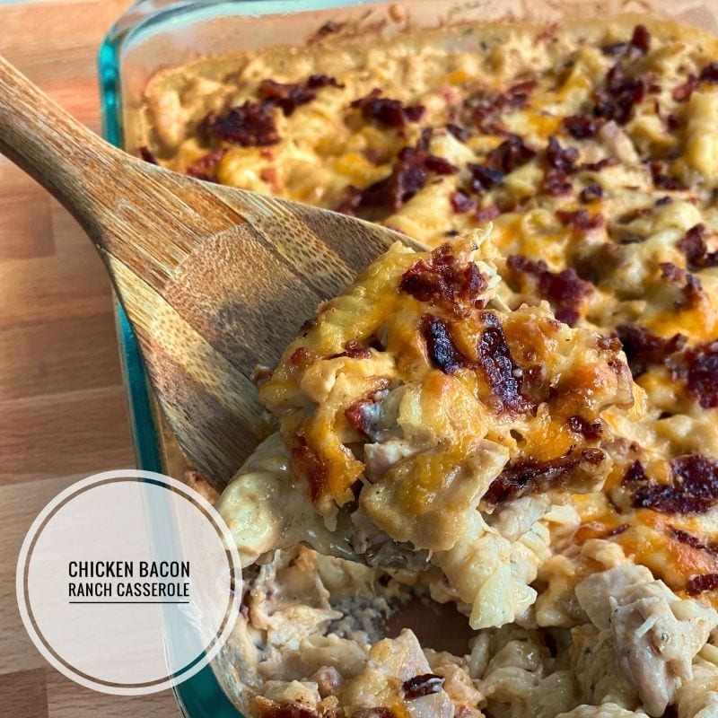 This Chicken Bacon Ranch Casserole is cheesy, easy to make, and a hit